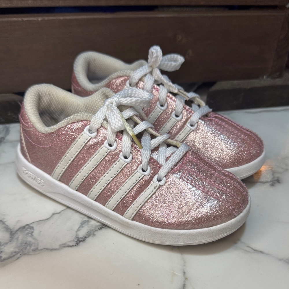 K-Swiss Pink Glitter Patent Leather Sneakers